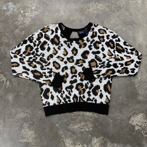 Daytrip Leopard Open Back Knit Sweater Cutout